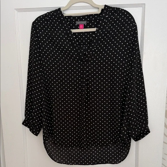 Vince Camuto Black and White Polka Dot Blouse - Picture 3 of 4